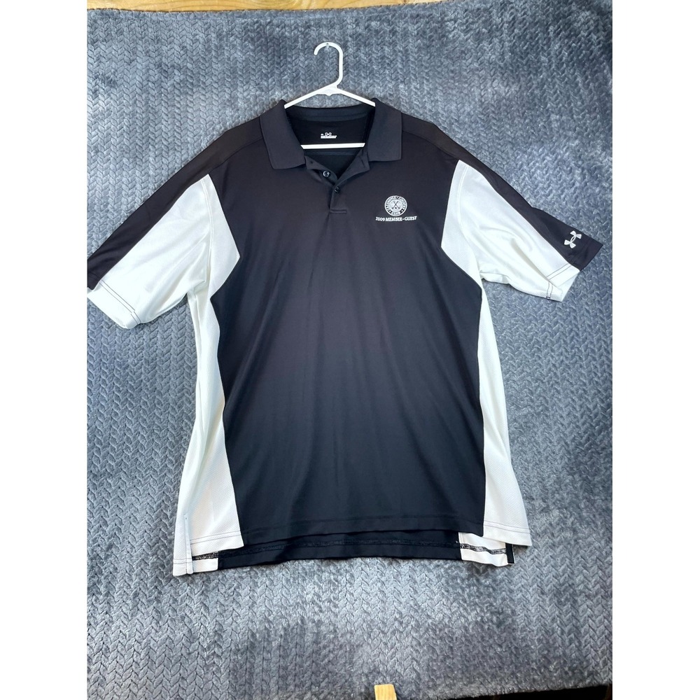Under Armour Polo Shirt Mens XL Black White Performance Cazenovia Country Club